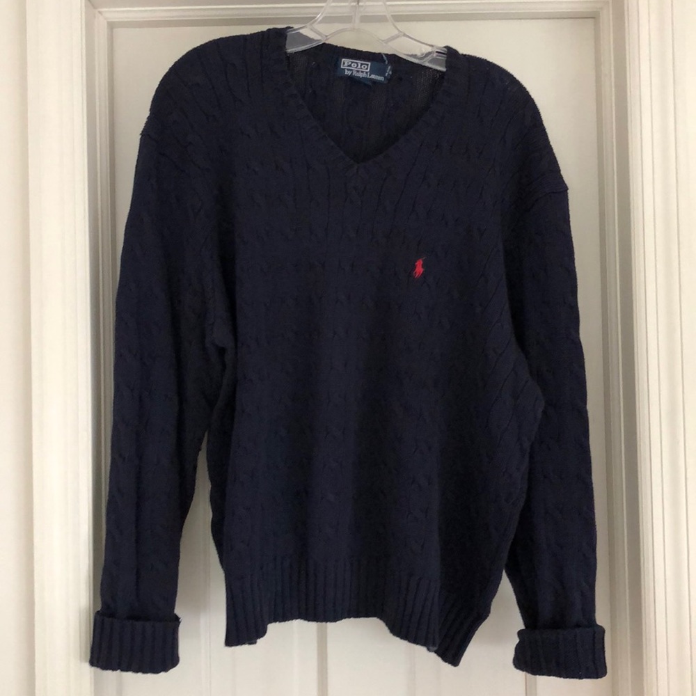 Navy Polo v-neck sweater